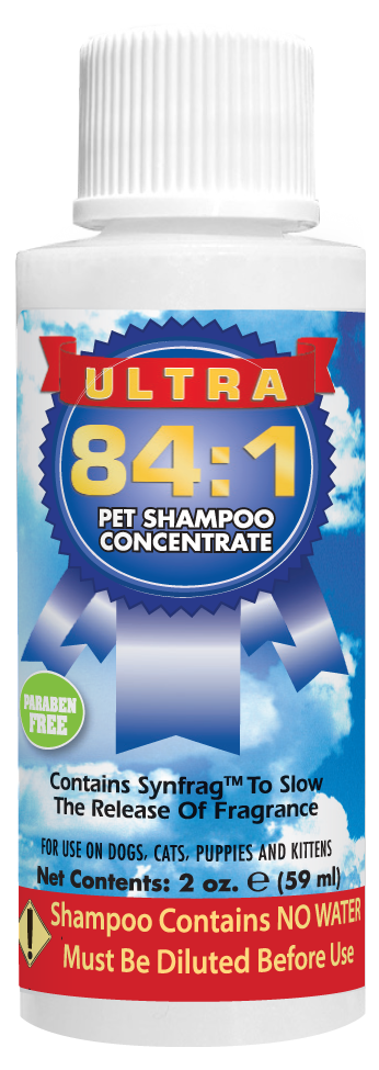 Showseason Ultra 84:1 Pet Shampoo Concentrate in 2 oz bottle.