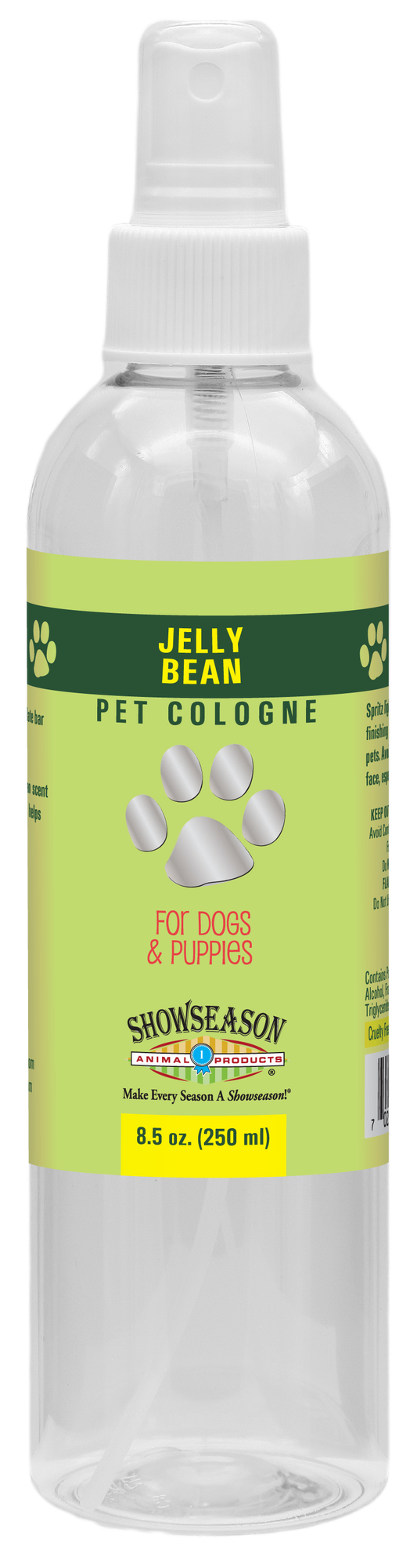 Jelly Bean pet cologne in 8.5 ounce pump spray bottle. 