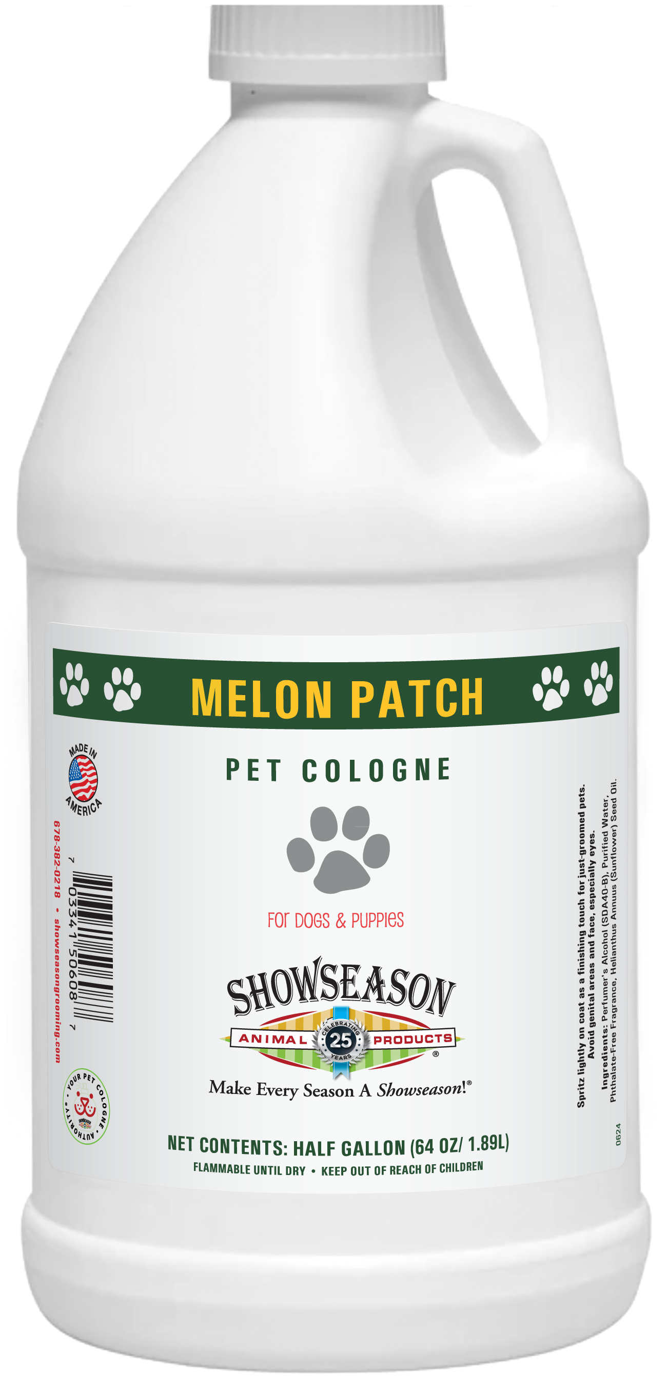 Melon Patch Pet Cologne in 1/2 gallon bottle. 