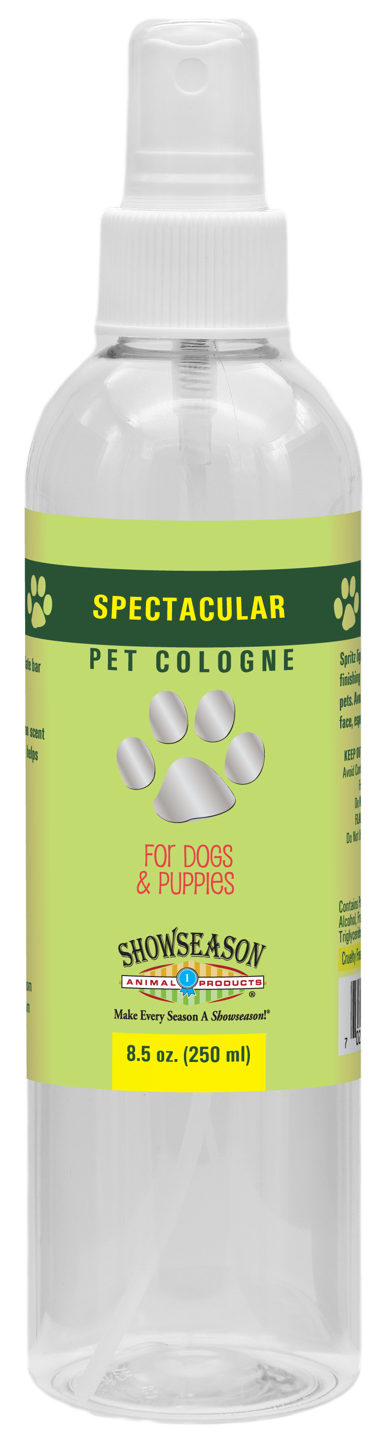 Showseason Spectacular Pet Cologne in 8.5 ounce bottle.