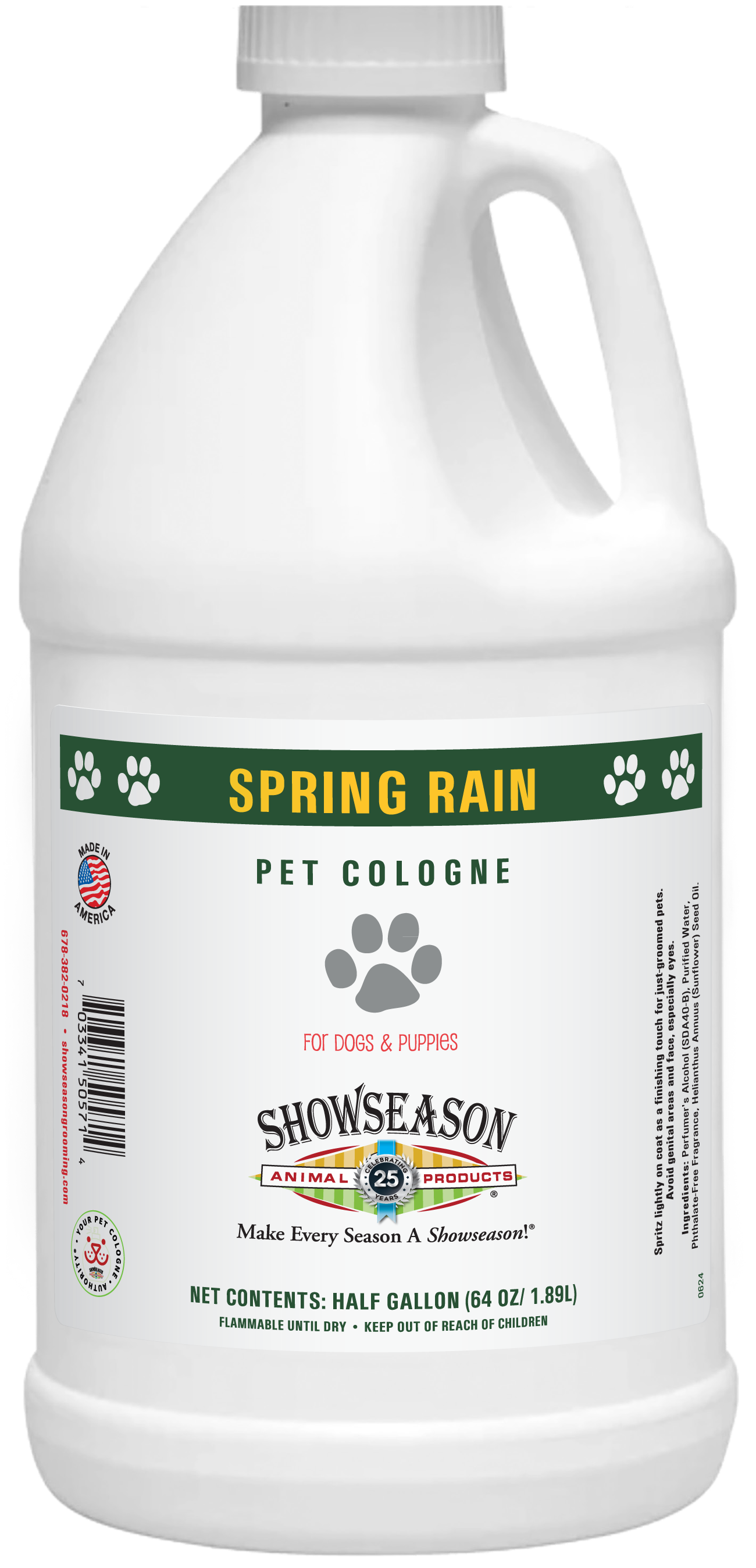 Showseason Spring Rain Pet Cologne in 1 gallon spray bottle. 
