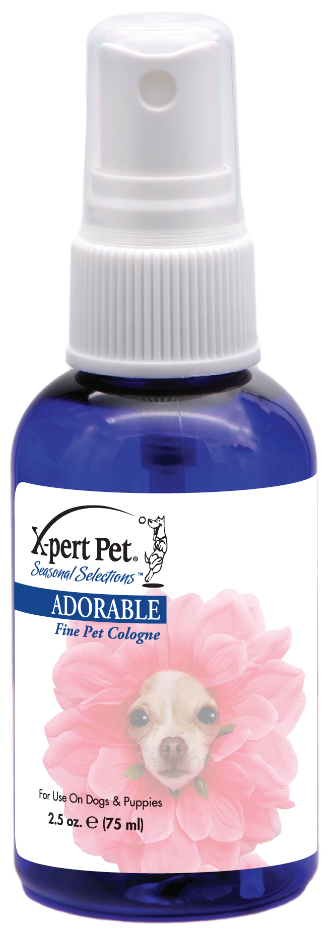 Xpert Pet Seasonal Selections Adorable Fine Pet Cologne in 2.5 ounce pump spray bottle. 
