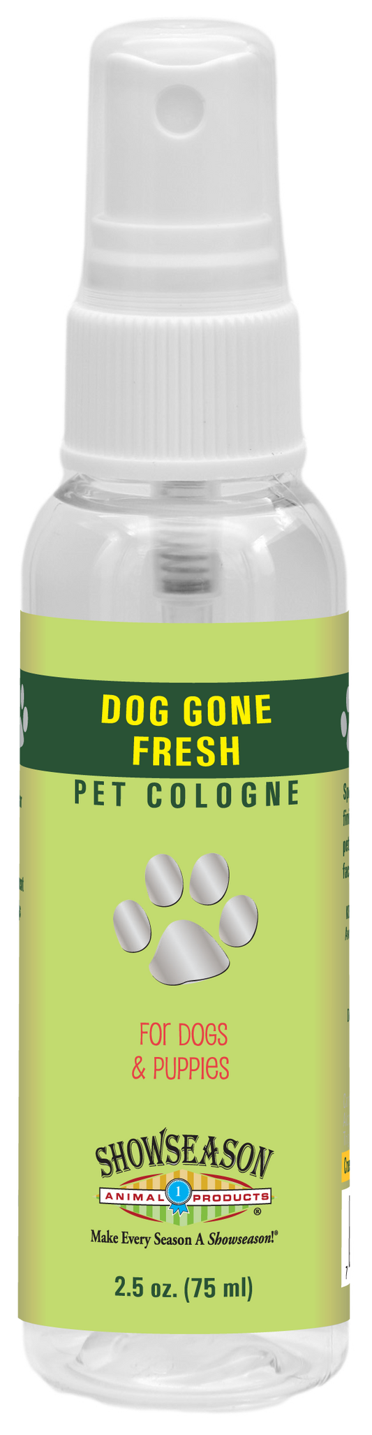 Dog gone pet cologne in 2.5 ounce pump spray bottle. 