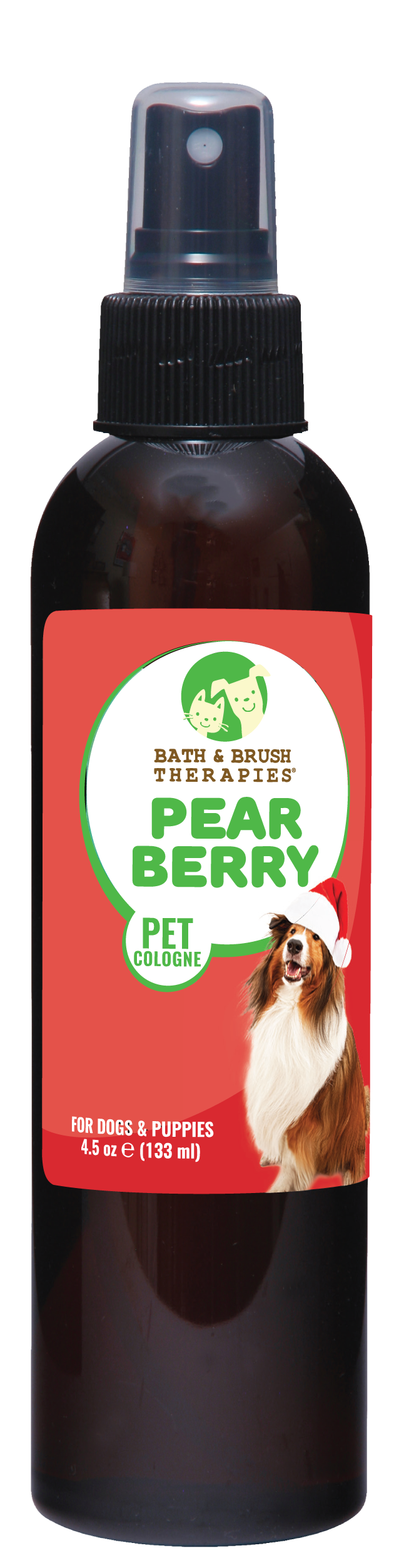 Bath and Brush Therapies Pear Berry Pet Cologne in 4.5 ounce pump spray bottle. 