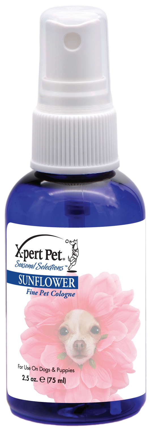 X-Pert Pet Seasonal Selections Sweet Pea Scent Fine Pet Cologne in t2.5 oz spray bottle. 